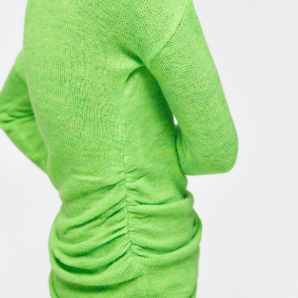 NWT Zara Neon Green Asymmetric Mock Neck Knit Sweater High Neck Top Medium - Picture 9 of 14